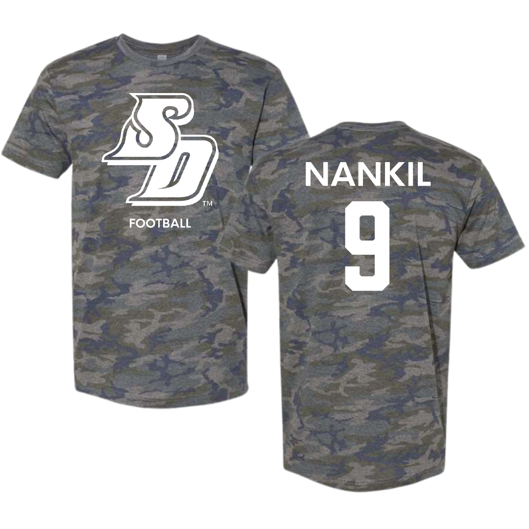University of San Diego Football Vintage Camo Tee - #9 Dom Nankil