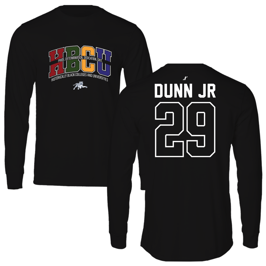 Jackson State University Football Black HBCU Performance Long Sleeve - #29 Frankie Dunn Jr