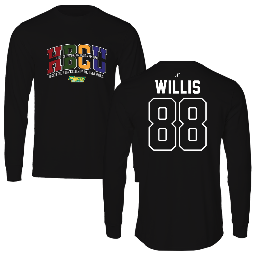 Norfolk State University Football Black HBCU Long Sleeve - #88 Toby Willis