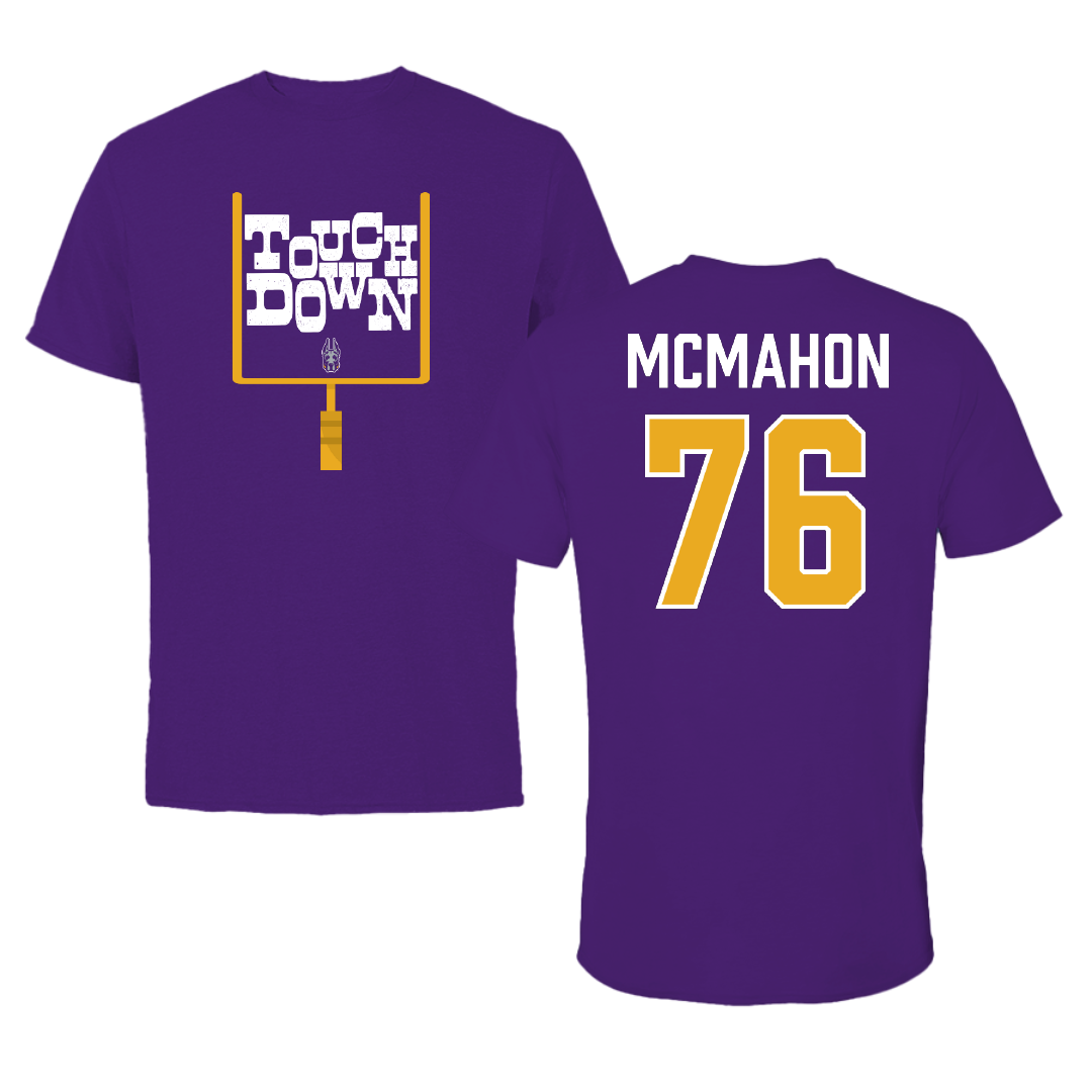 University at Albany Football Purple Touchdown Performance Tee - #76 Joey McMahon