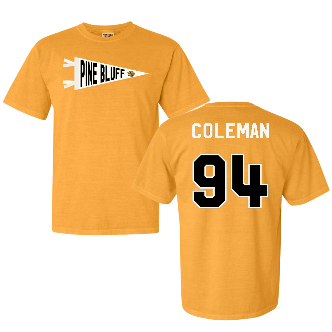 University of Arkansas-Pine Bluff Football Gold Pennant Comfort Colors Tee - #94 Cameron Coleman
