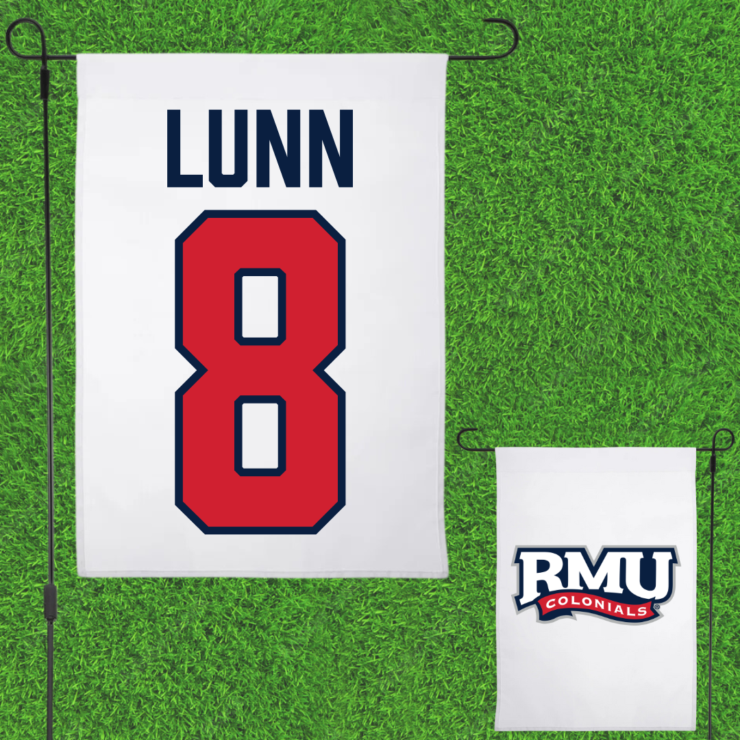 Robert Morris University Ice Hockey White Garden Flag - #8 Gabriel Lunn