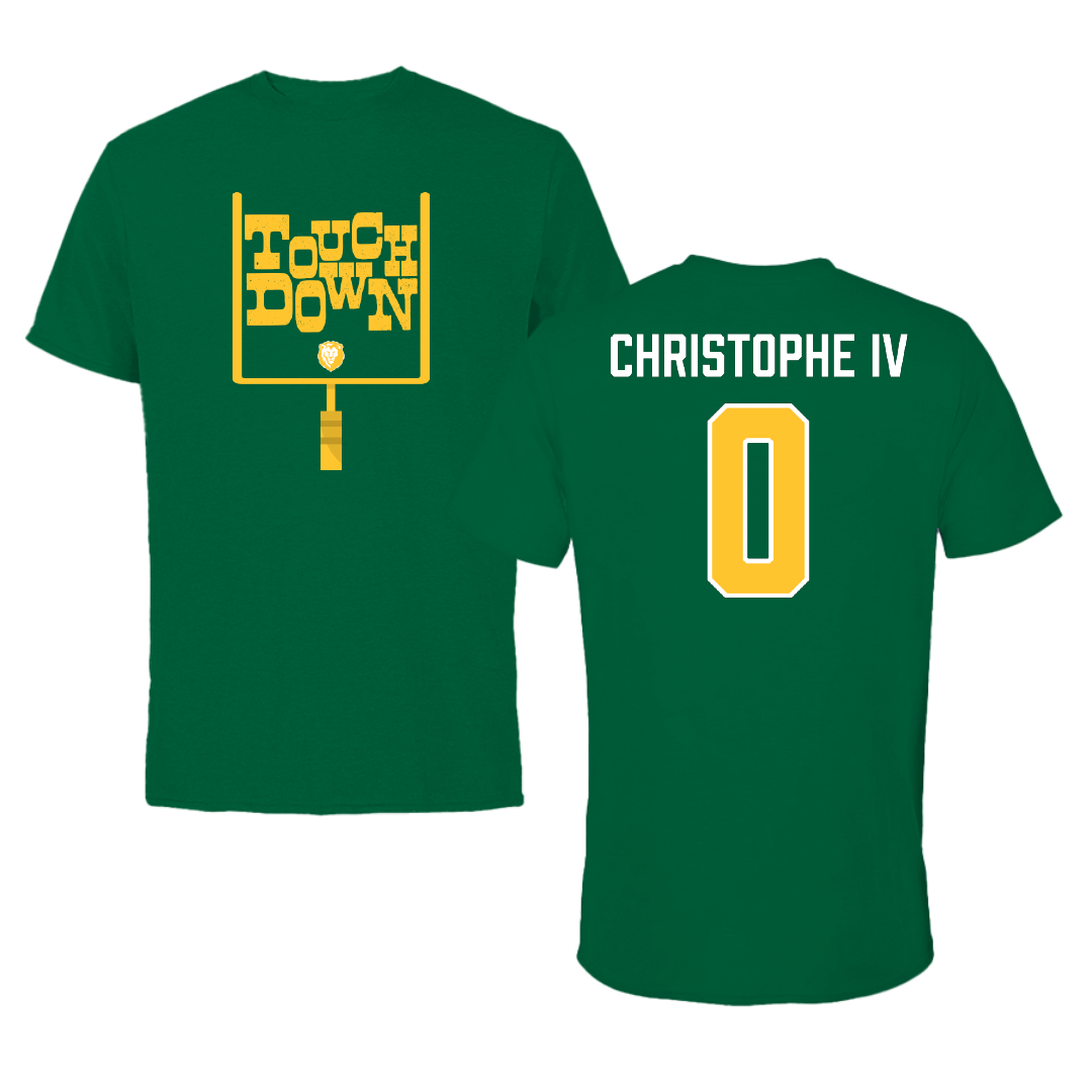 Southeastern Louisiana University Football Green Touchdown Tee - #0 Herman Christophe IV
