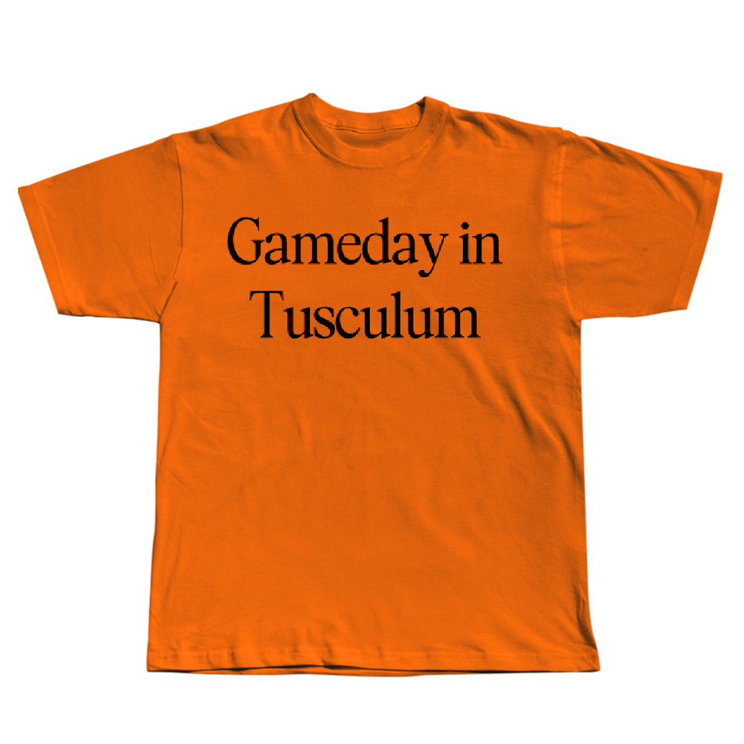 Tusculum University Football Orange Gameday Tee - #38 Jeremiah Williams