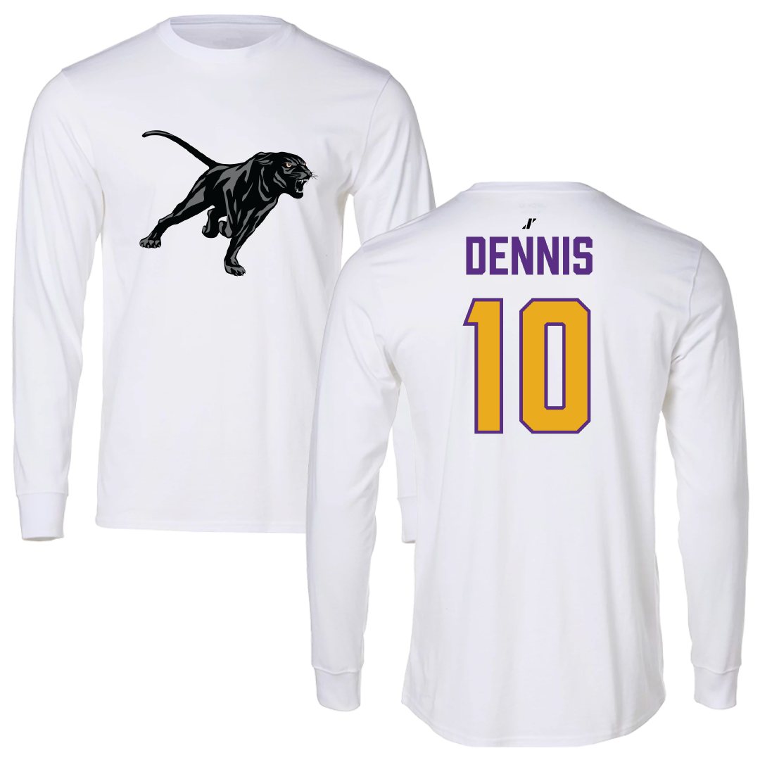 Prairie View A&M University Football White Performance Long Sleeve - #10 Andre Dennis
