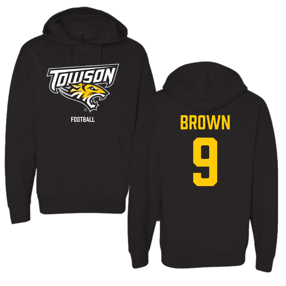 Towson University Football Black Hoodie - #9 Sean Brown