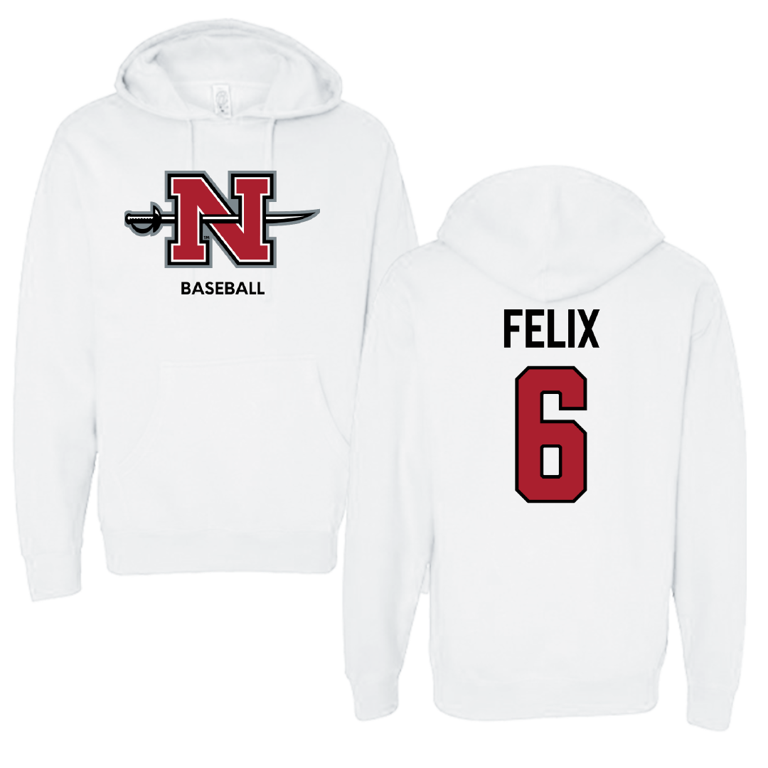 Nicholls State University Baseball White Hoodie - #6 Garrett Felix