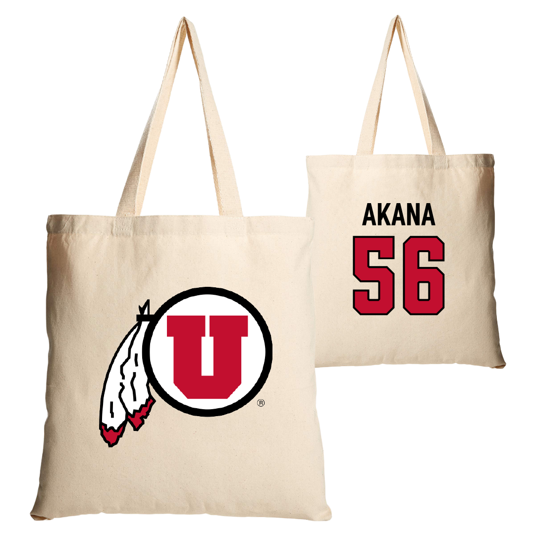 University of Utah Football Tan Canvas Tote Bag - #56 Ka'eo Akana