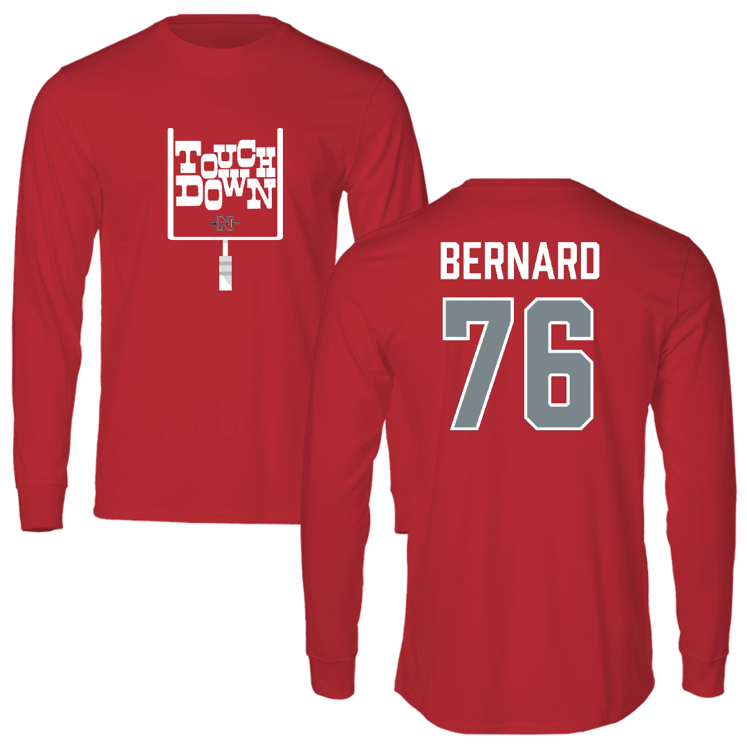 Nicholls State University Football Red Touchdown Performance Long Sleeve - #76 Ryan Bernard