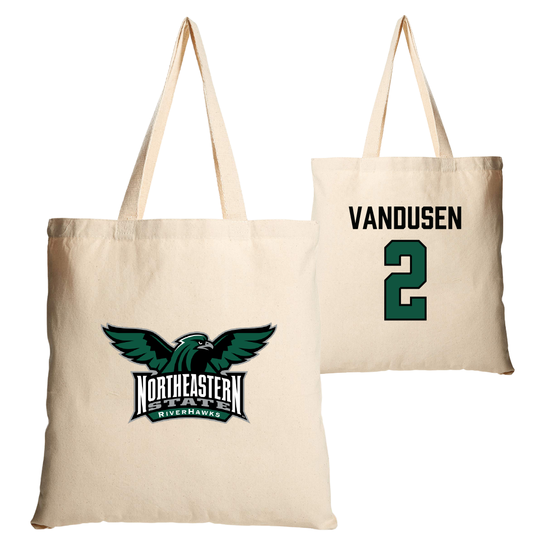 Northeastern State University Soccer Tan Canvas Tote Bag - #2 Ethan VanDusen