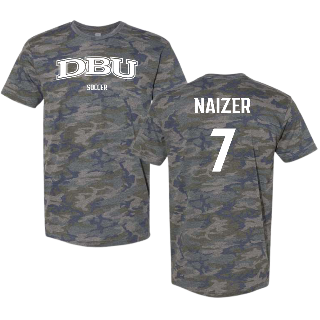 Dallas Baptist University Soccer (W) Vintage Camo Tee - #7 Kaleigh Naizer