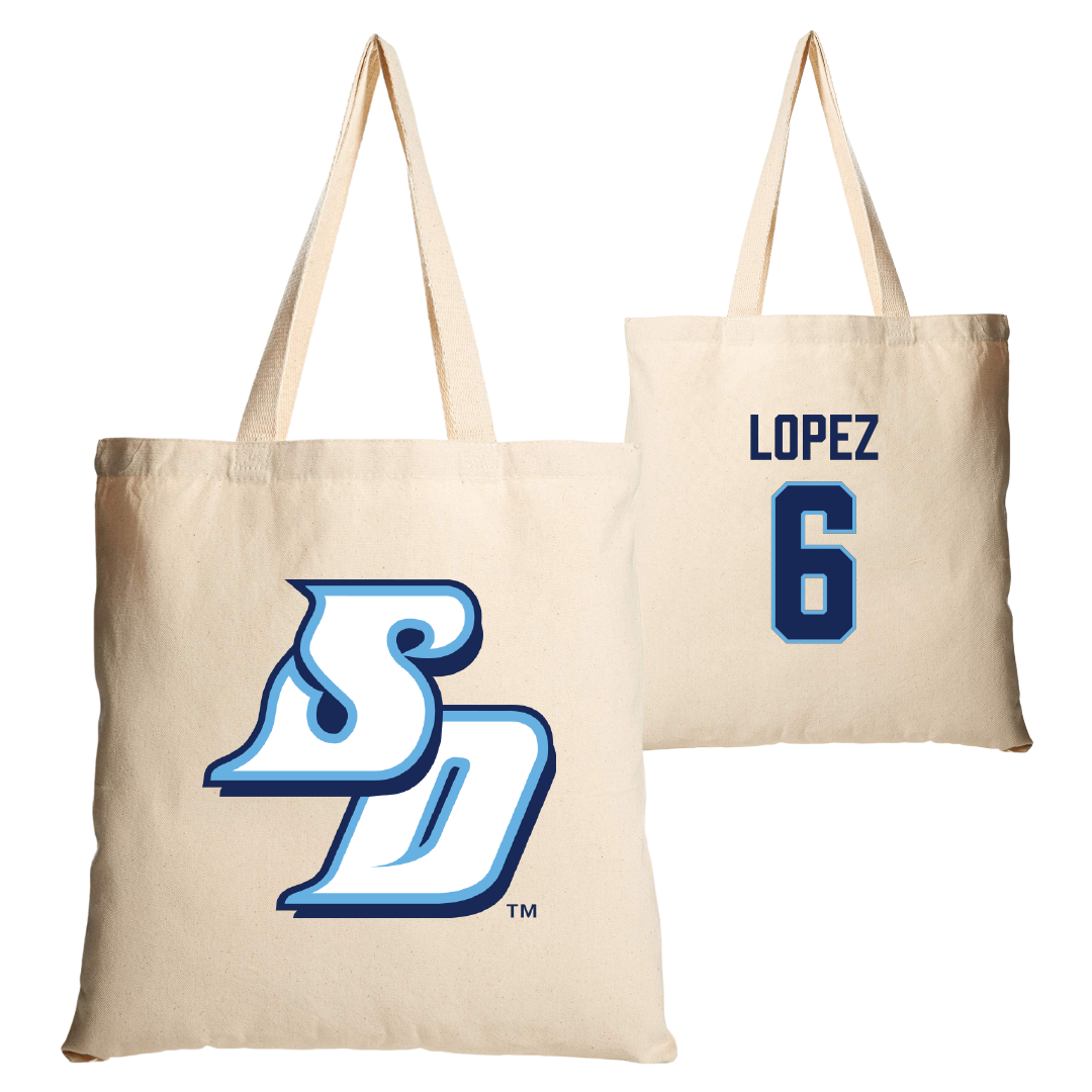 University of San Diego Football Tan Canvas Tote Bag - #6 Ruben Lopez