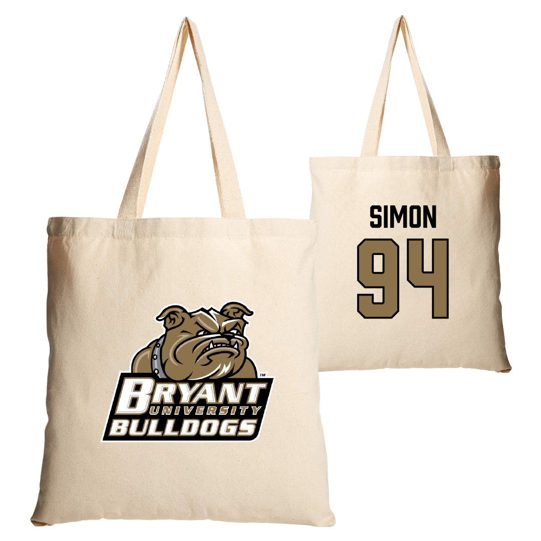 Bryant University Football Tan Canvas Tote Bag - #94 Jailynn Simon