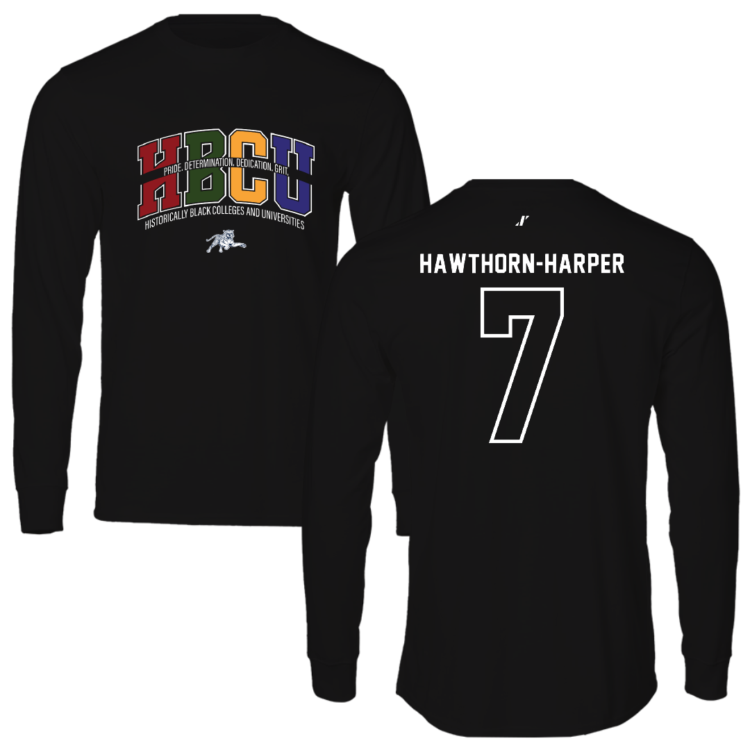 Jackson State University Soccer Black HBCU Performance Long Sleeve - #7 Ryanne Hawthorn-Harper