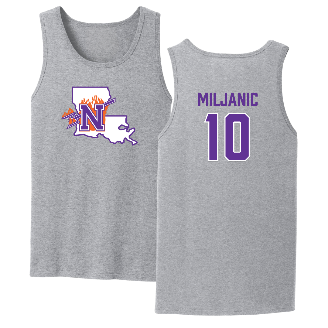 Northwestern State University Basketball Sport Gray Tank Top - #10 Ivona Miljanic