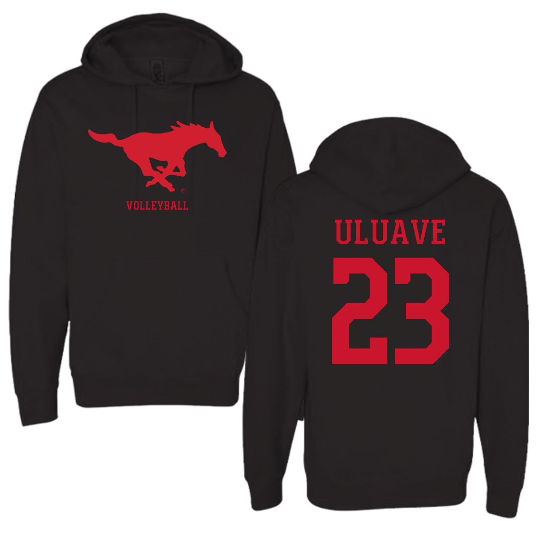 Southern Methodist University Volleyball (W) Black Mascot Hoodie - #23 Sina Uluave