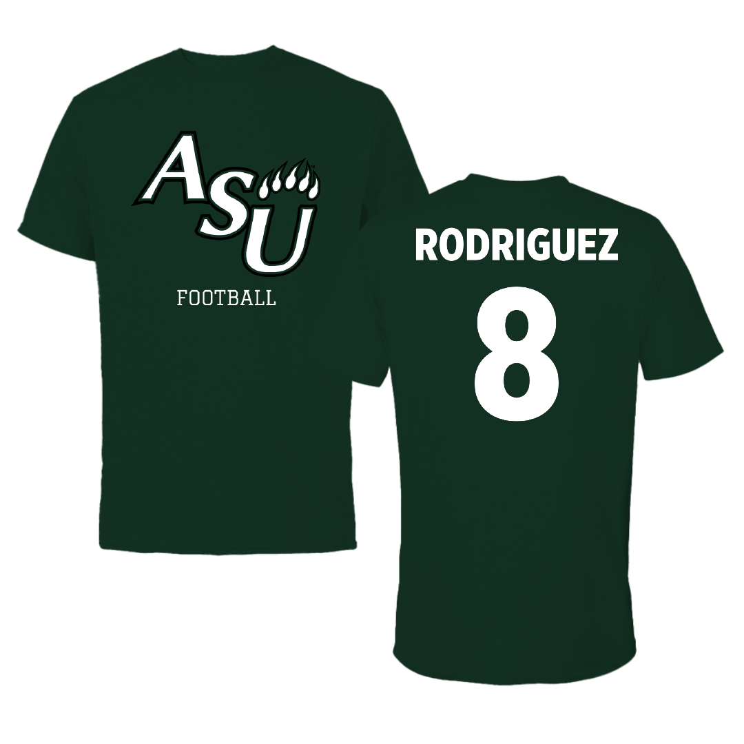 Adams State University Football Forest Green Performance Tee - #8 Benjamin Rodriguez