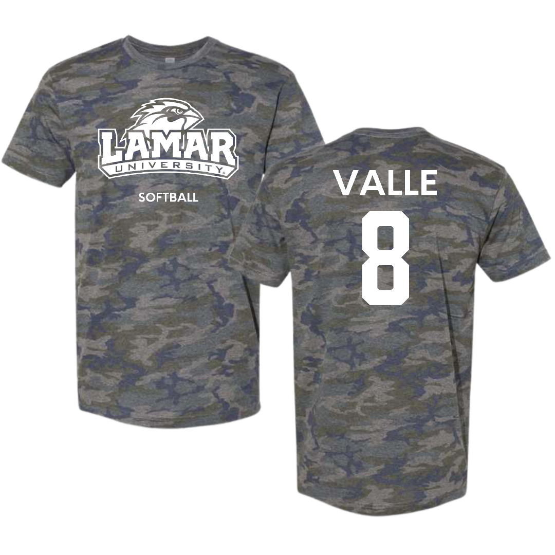 Lamar University Softball Vintage Camo Tee - #8 Makayla Valle