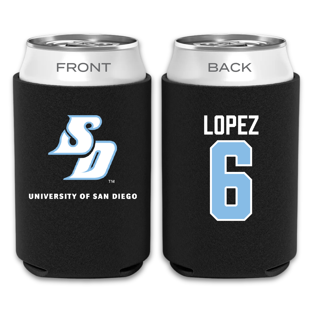 University of San Diego Football Black Can Cooler - #6 Ruben Lopez