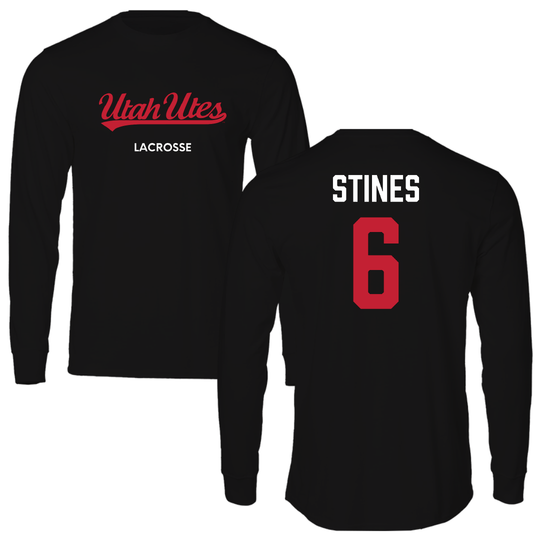 University of Utah Lacrosse (M) Black Utes Long Sleeve - #6 Ryan Stines