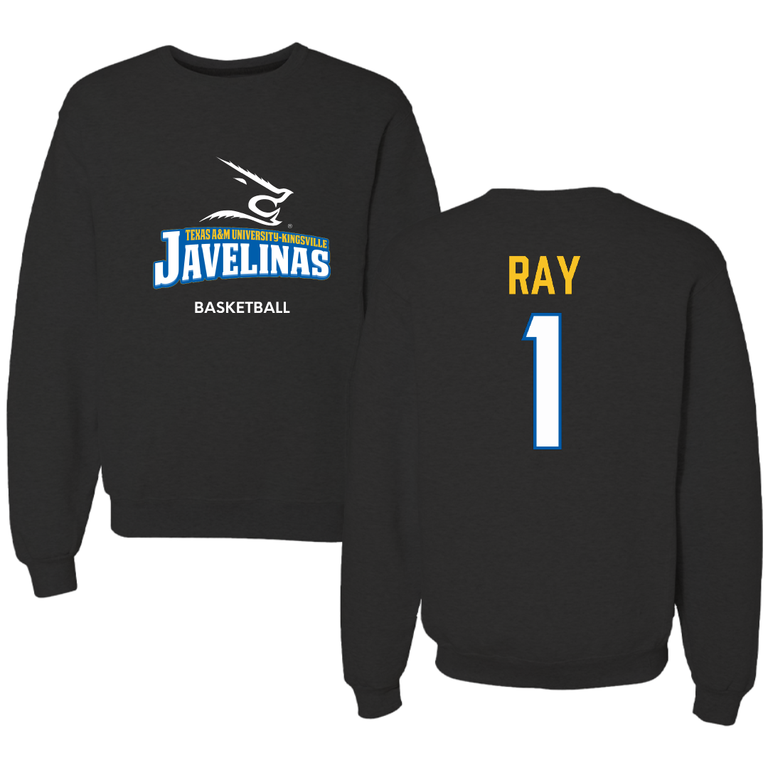 Texas A&M University-Kingsville Basketball (W) Black Crewneck - #1 Shelby Ray