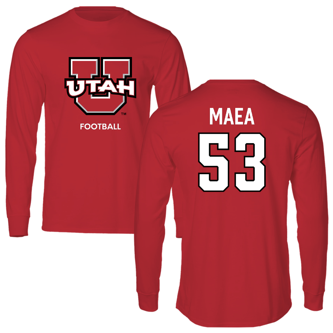 University of Utah Football Red Utes Performance Long Sleeve - #53 Johnny Maea