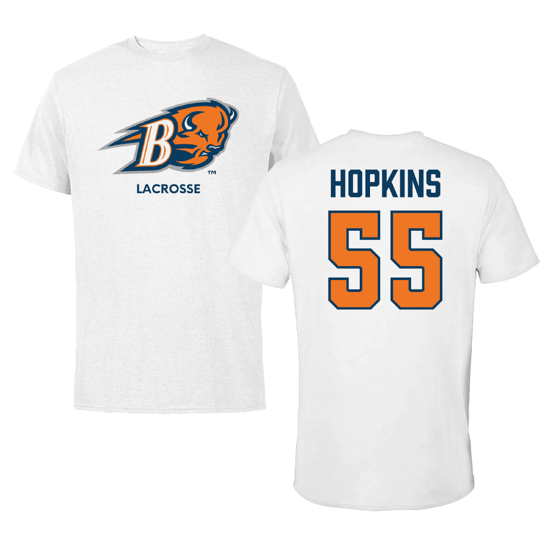 Bucknell University Lacrosse (M) White Tee - #55 Will Hopkins