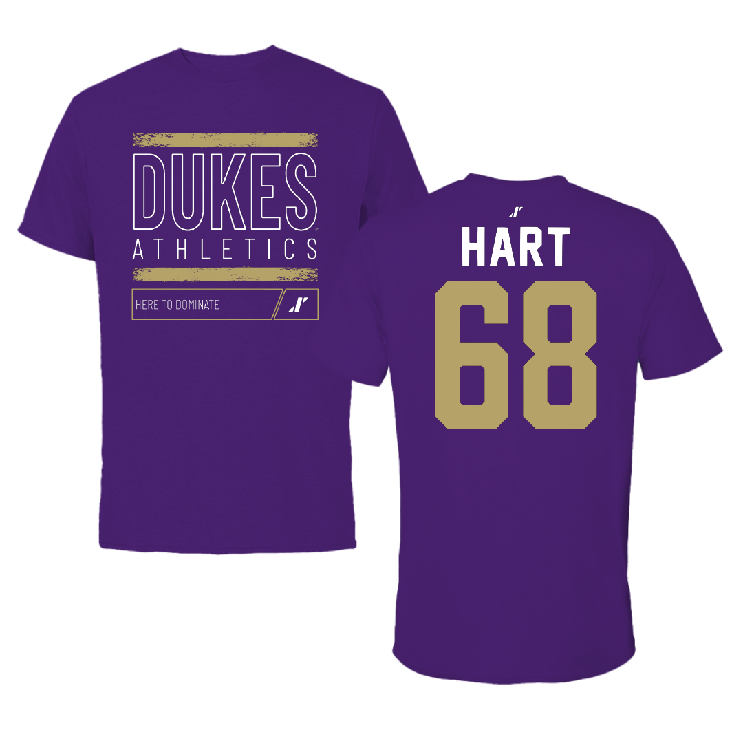 James Madison University Football Purple Dominate Performance Tee - #68 Griffin Hart