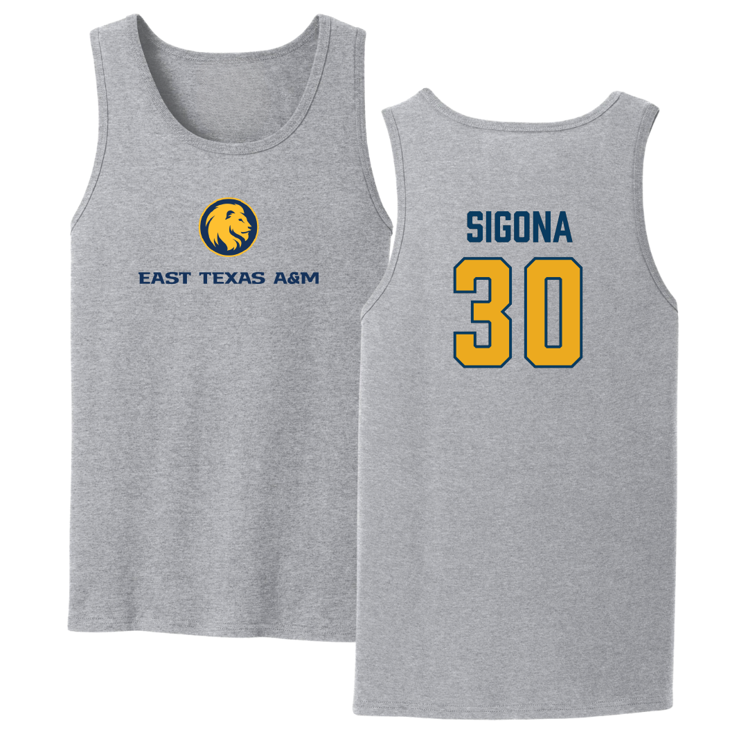 East Texas A&M University Basketball Sport Gray ETAMU Tank Top - #30 Vinny Sigona