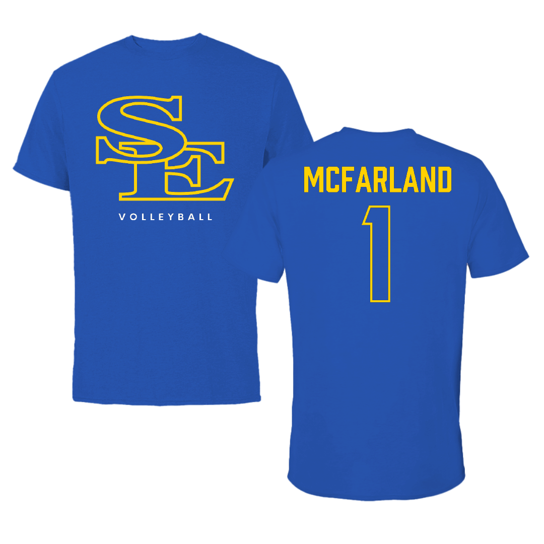 Southeastern Oklahoma State University Volleyball Blue Tee - #1 Riley McFarland