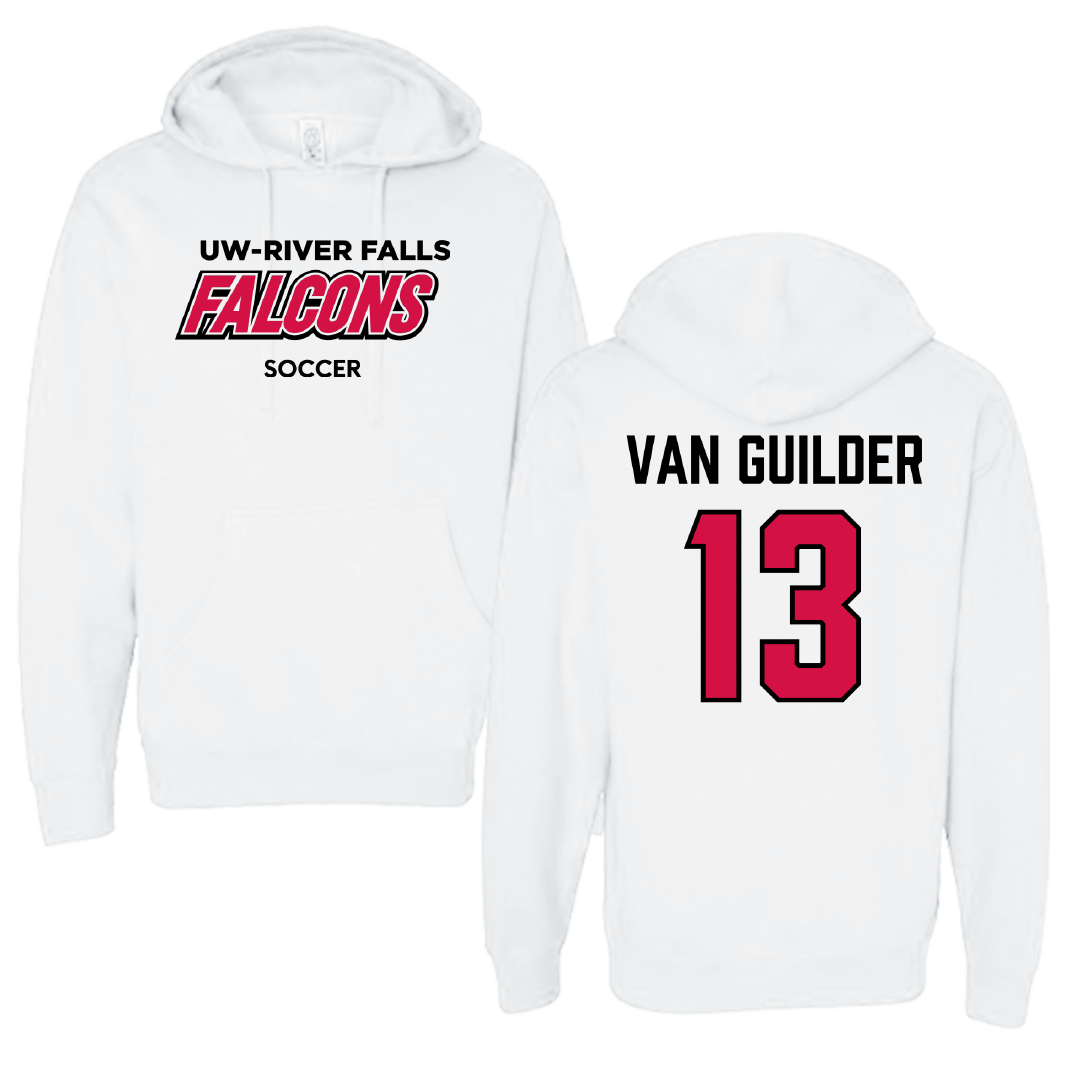 University of Wisconsin-River Falls Soccer (W) White Falcons Hoodie - #13 Greta Van Guilder