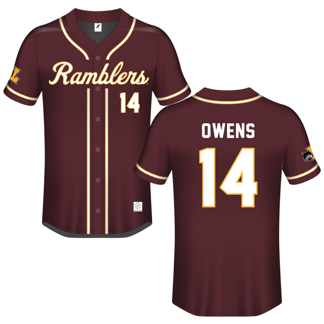 Loyola University-Chicago Maroon Button-Down Jersey - #14 Riley Owens