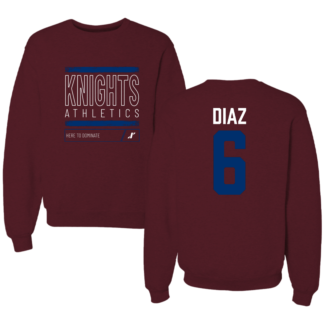 Fairleigh Dickinson University-Metropolitan Campus Volleyball Maroon Dominate Crewneck - #6 Diego Diaz