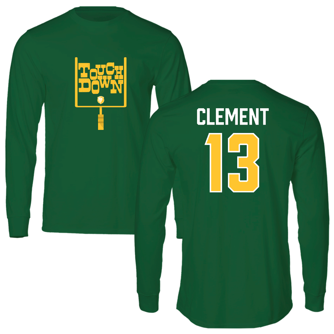 Southeastern Louisiana University Football Green Touchdown Performance Long Sleeve - #13 Zachary Clement