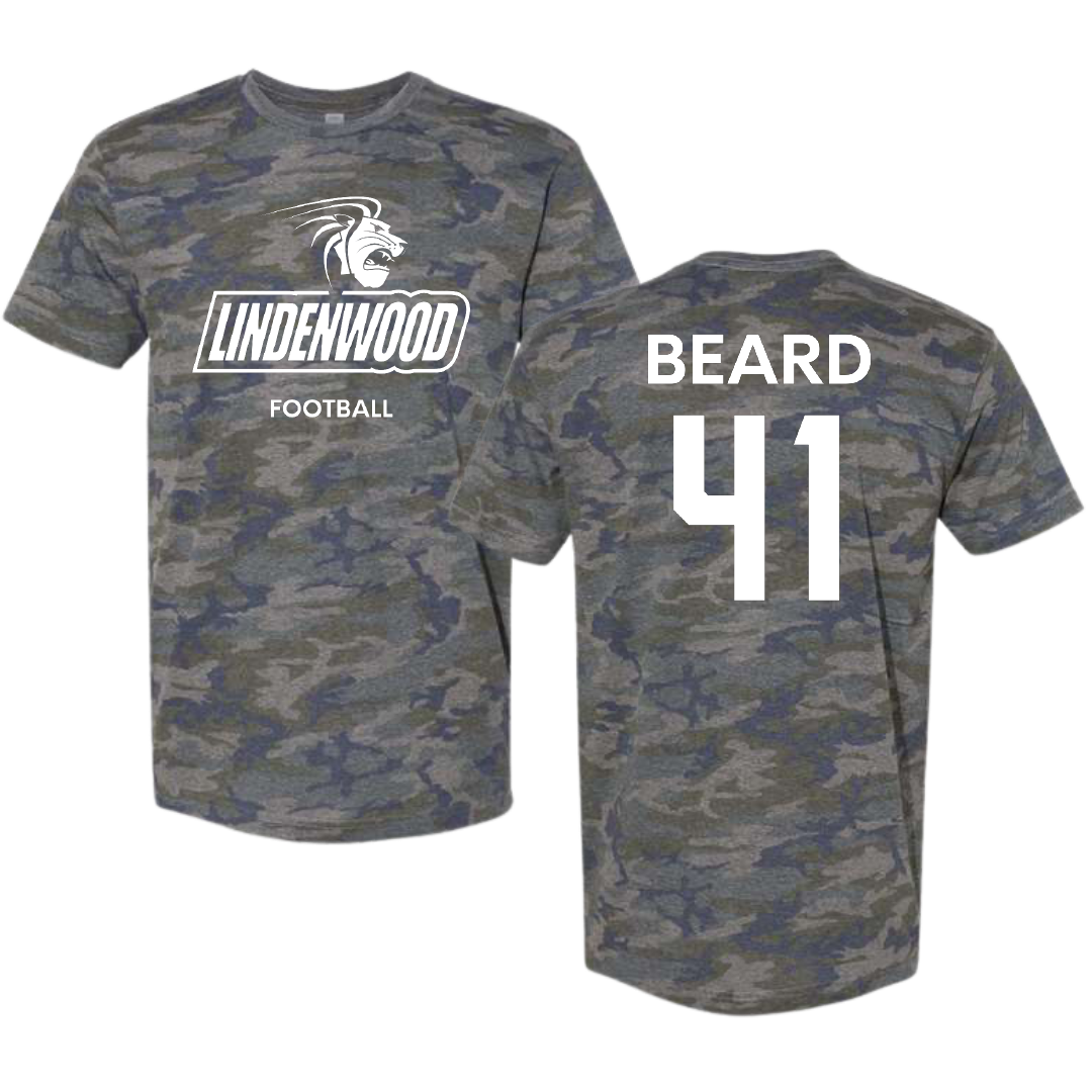 Lindenwood University Football Vintage Camo Tee - #41 Ethan Beard