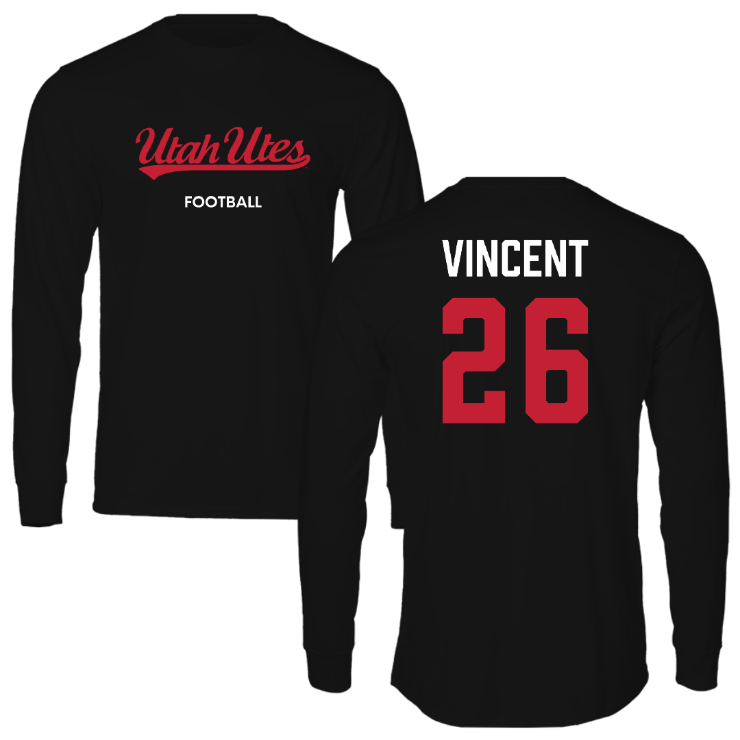 University of Utah Football Black Utes Performance Long Sleeve - #26 Charlie Vincent