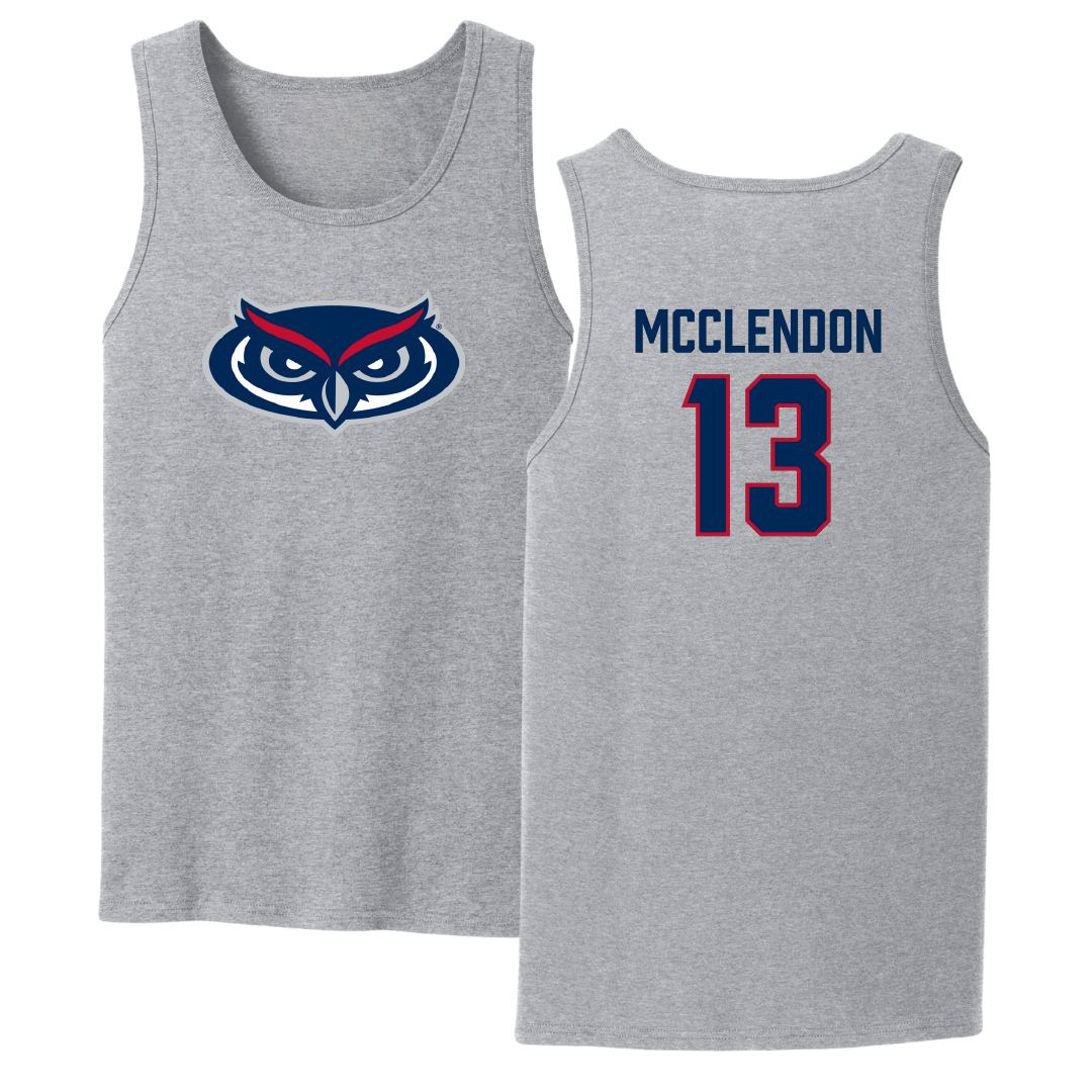 Florida Atlantic University Football Sport Gray Tank Top - #13 Darius McClendon