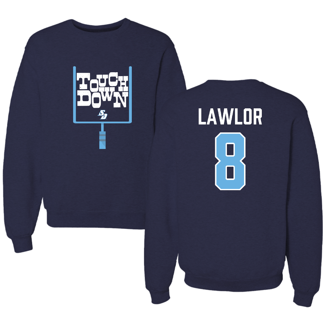 University of San Diego Football Navy Touchdown Crewneck - #8 Conor Lawlor