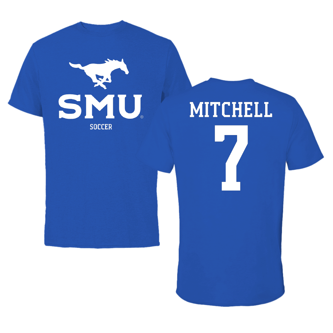 Southern Methodist University Soccer (M) Blue Mascot Performance Tee - #7 Jaylinn Mitchell