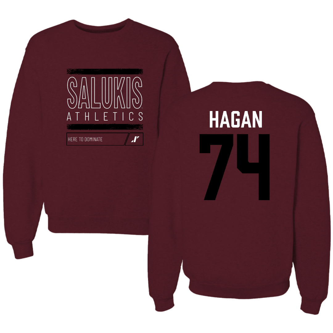 Southern Illinois University at Carbondale Football Maroon Dominate Crewneck - #74 Harris Hagan