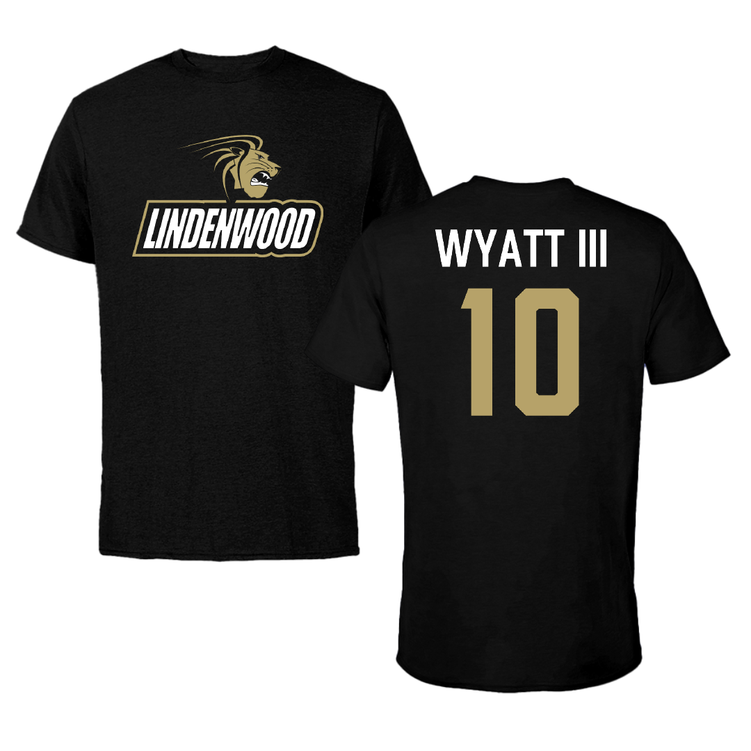 Lindenwood University Football Black Performance Tee - #10 Jacques Wyatt III