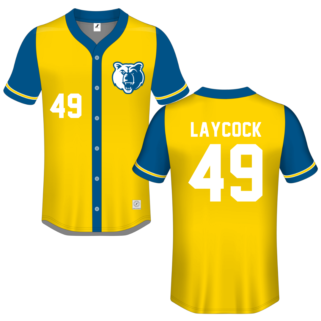 Salt Lake Community College Gold Button-Down Jersey - #49 Austin Laycock