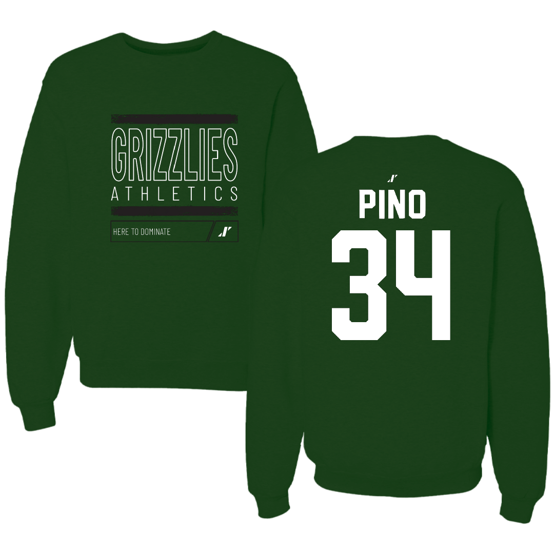 Adams State University Baseball Forest Green Dominate Crewneck - #34 CJ Pino