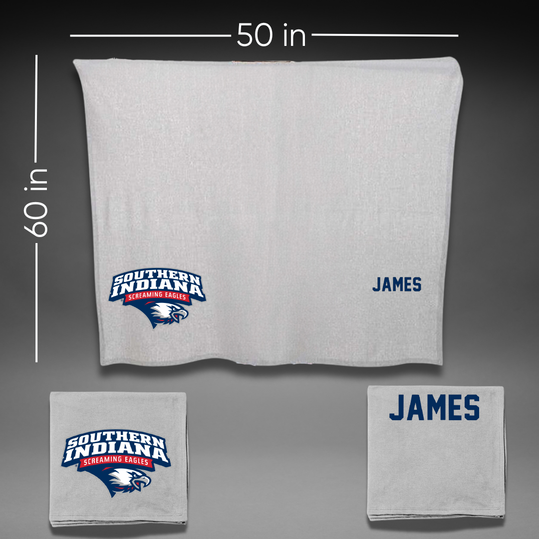 University of Southern Indiana Swimming & Diving Gray Blanket - Cameron James