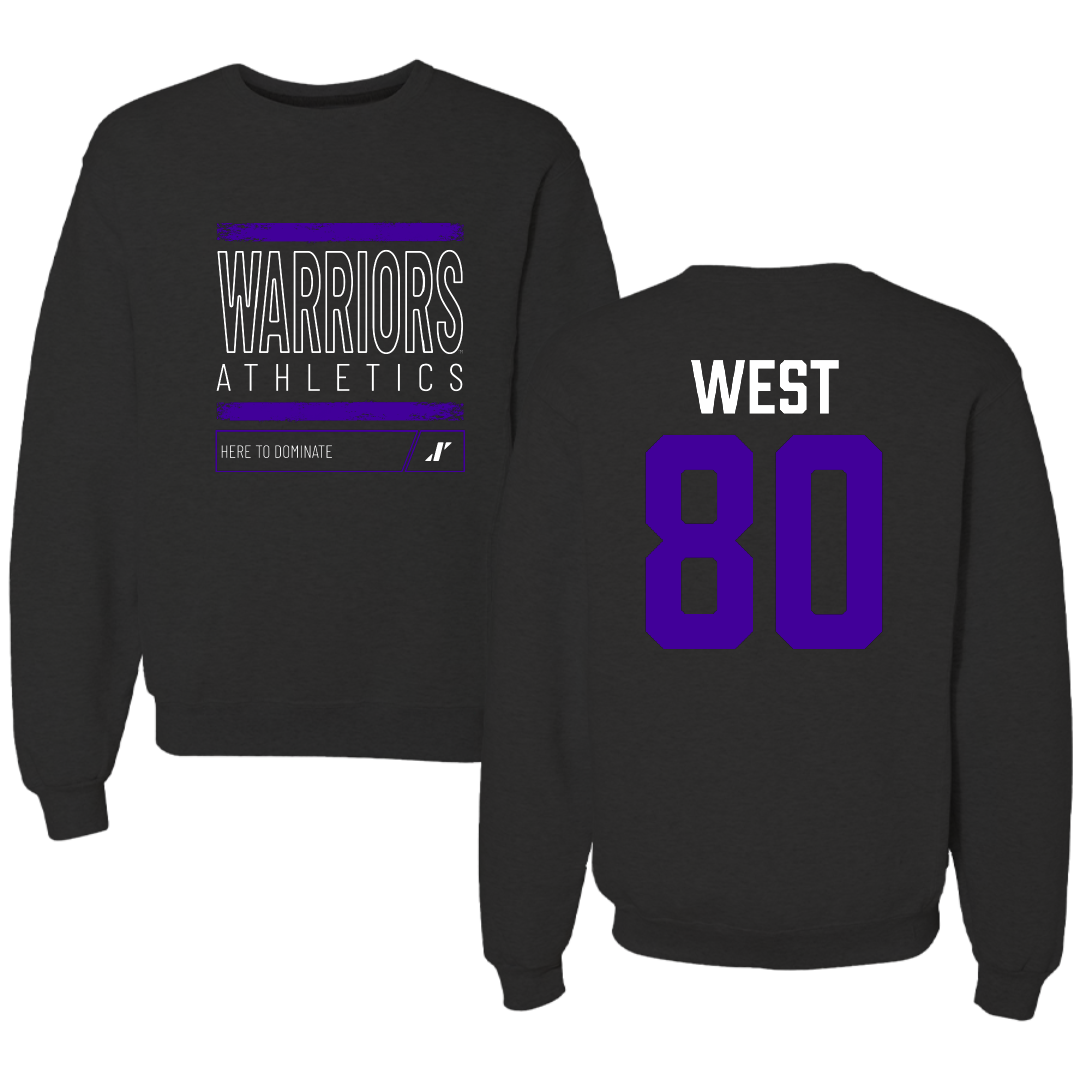 Winona State University Football Black Dominate Crewneck - #80 Jaylen West