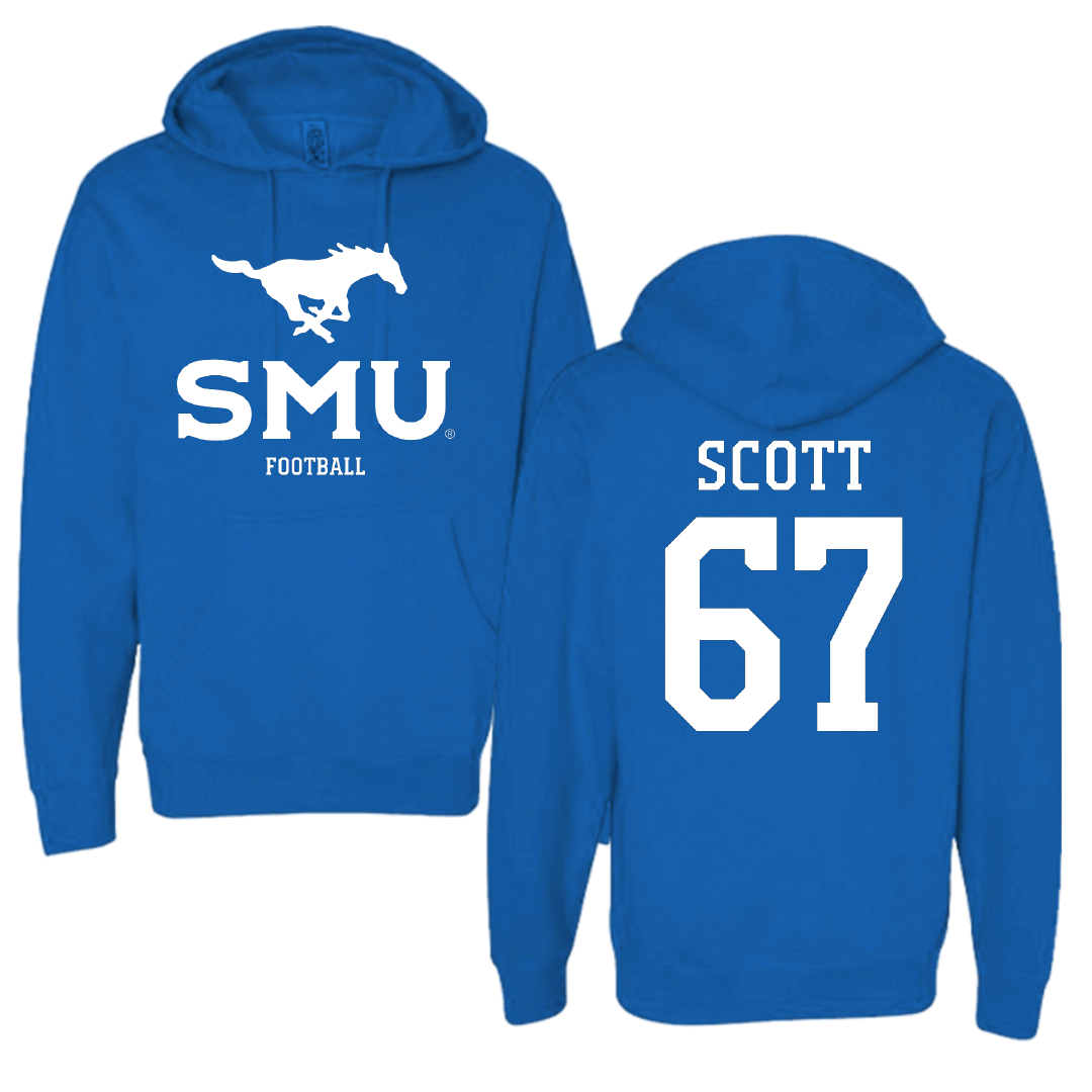 Southern Methodist University Football Blue Hoodie - #67 Sean Scott