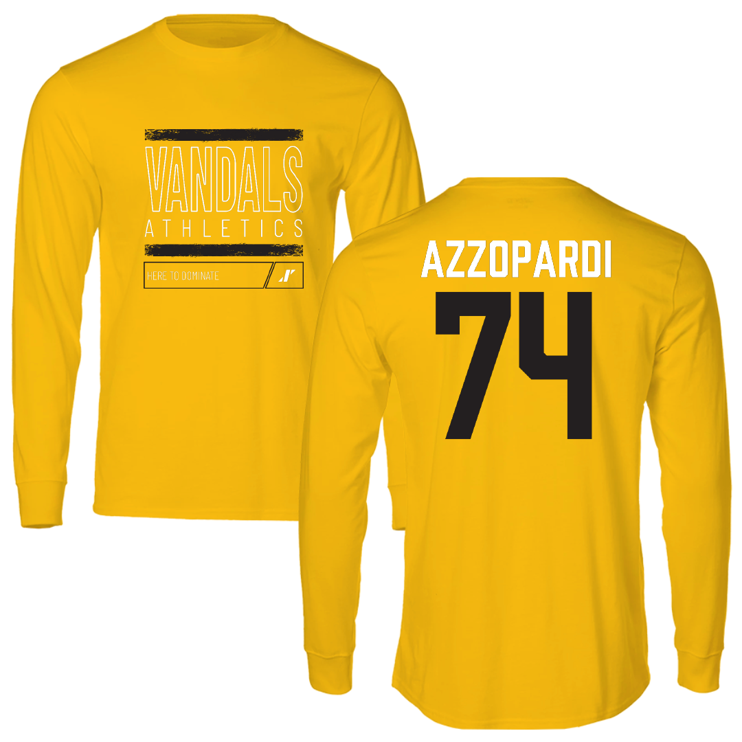 University of Idaho Football Gold Dominate Performance Long Sleeve - #74 Nate Azzopardi
