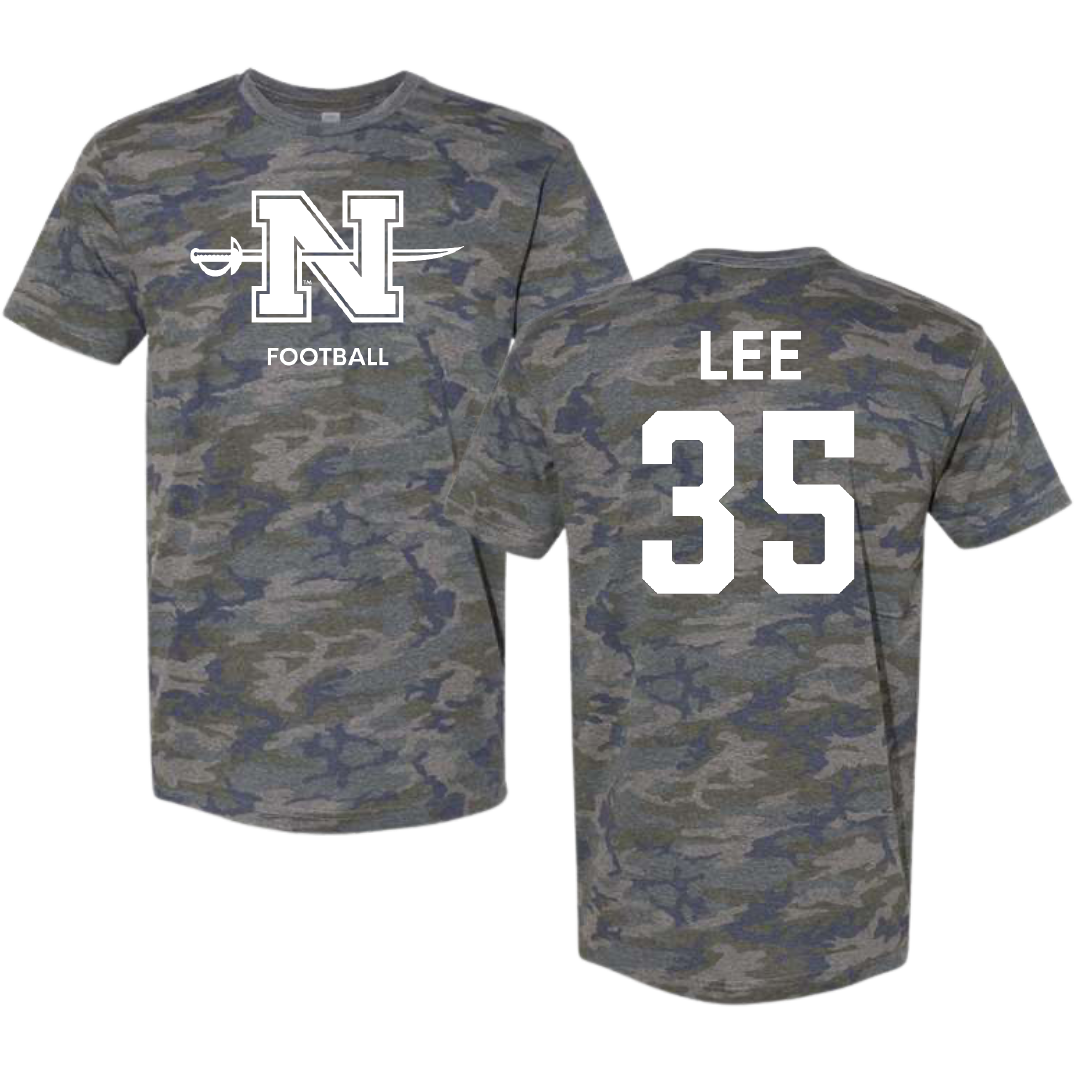 Nicholls State University Football Vintage Camo Tee - #35 Ethan Lee