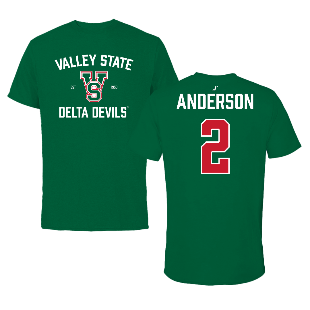 Mississippi Valley State University Football Green General Performance Tee - #2 Jordan Anderson
