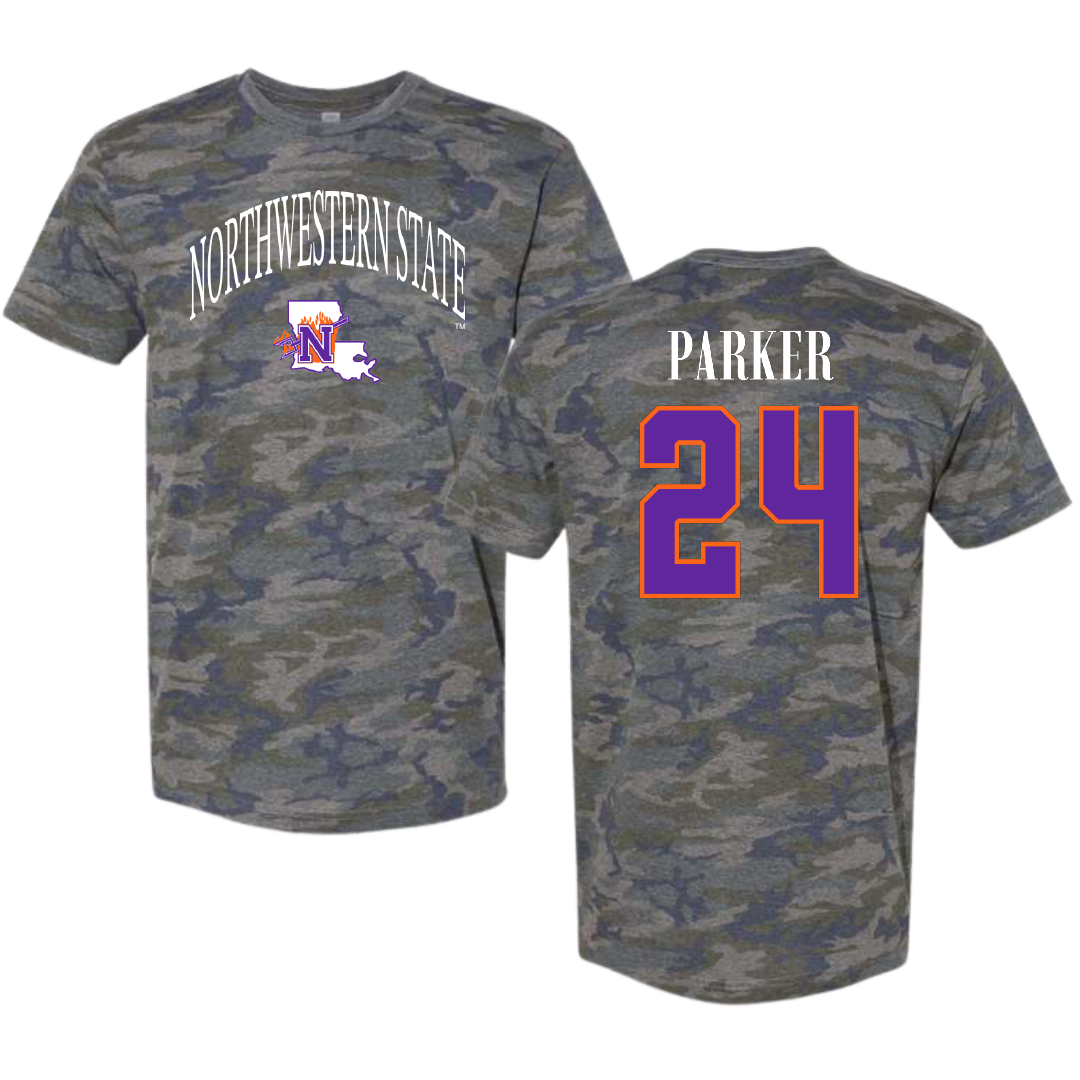 Northwestern State University Softball Vintage Camo Tee - #24 Haley Parker